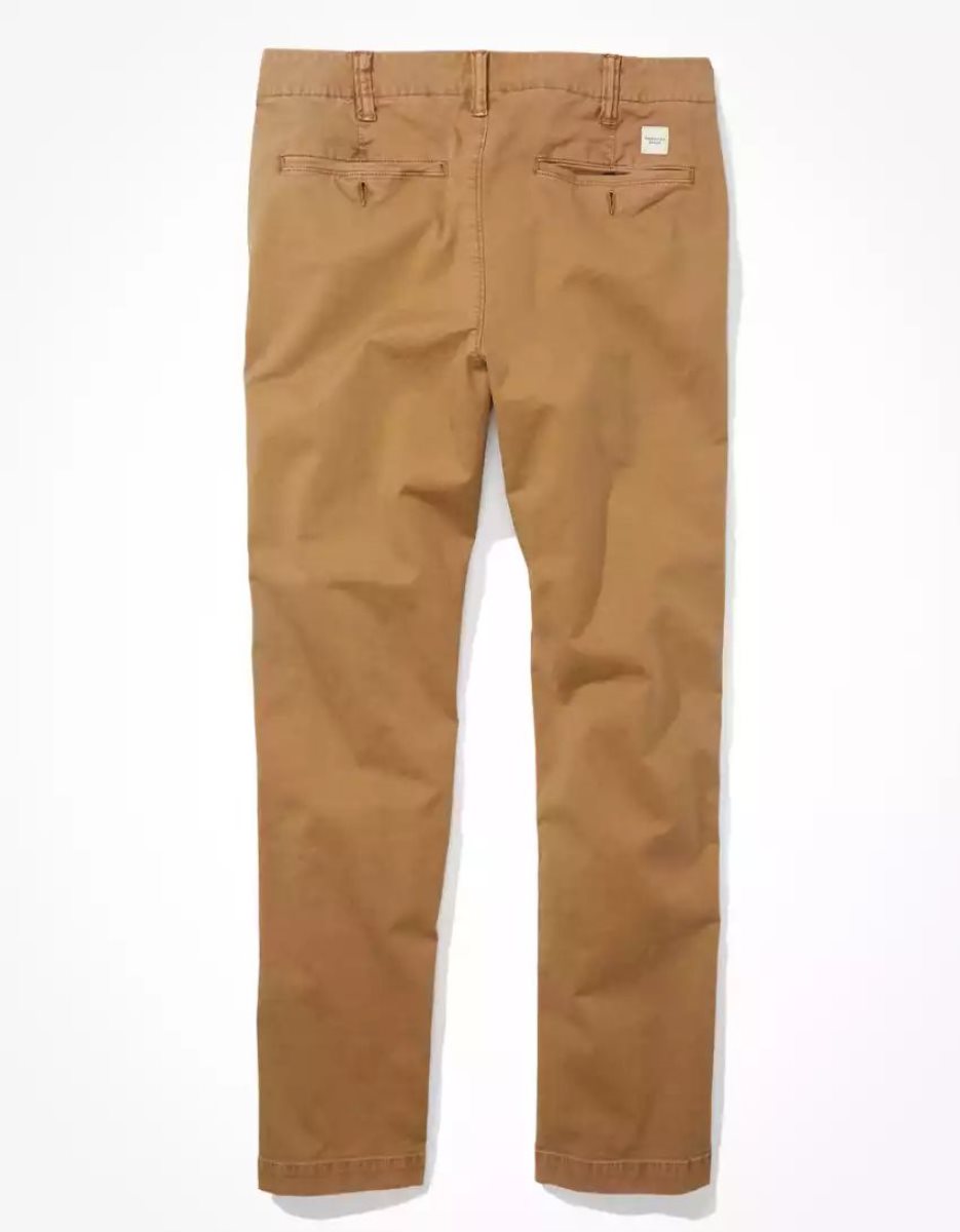 Pantalon American Eagle AE Flex Slim Droit Khaki Kaki Homme | TCH-70689567